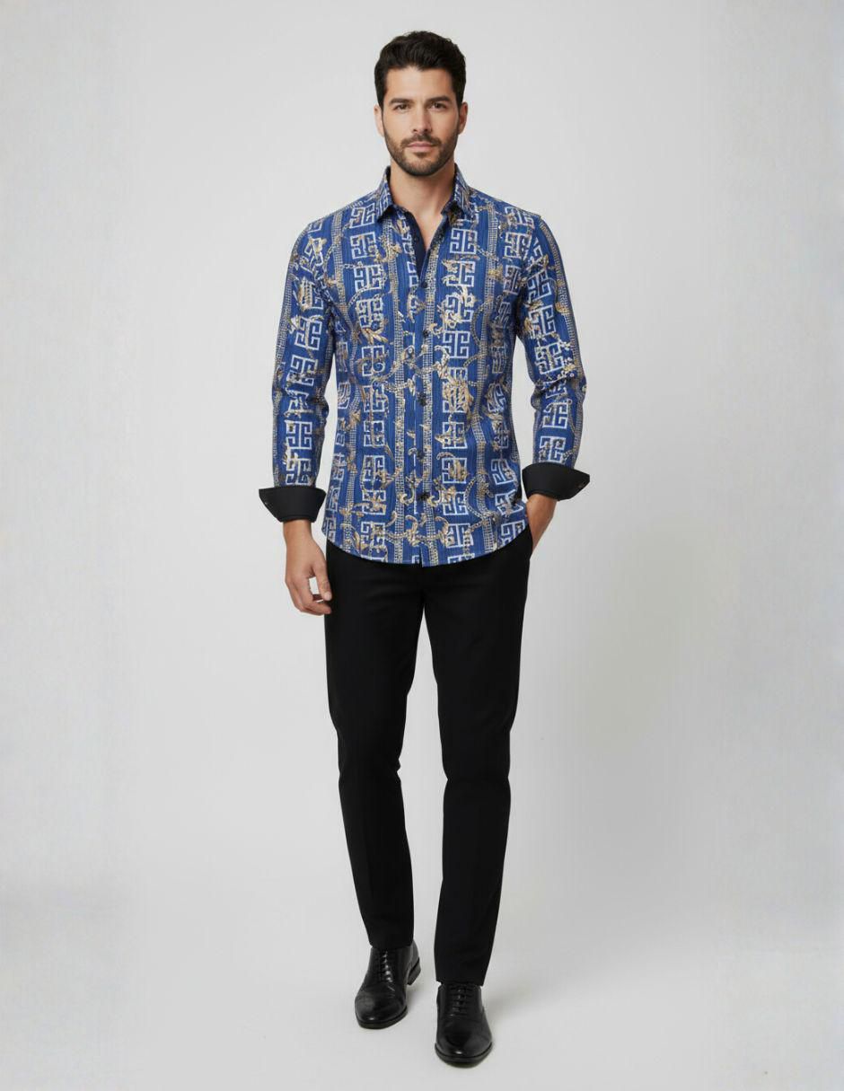 "camisa/sobrecamisa" casual pavini "de" (si aplica) poliéster y algodón "manga" larga "para hombre"