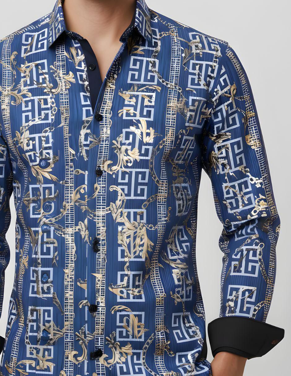 "camisa/sobrecamisa" casual pavini "de" (si aplica) poliéster y algodón "manga" larga "para hombre"