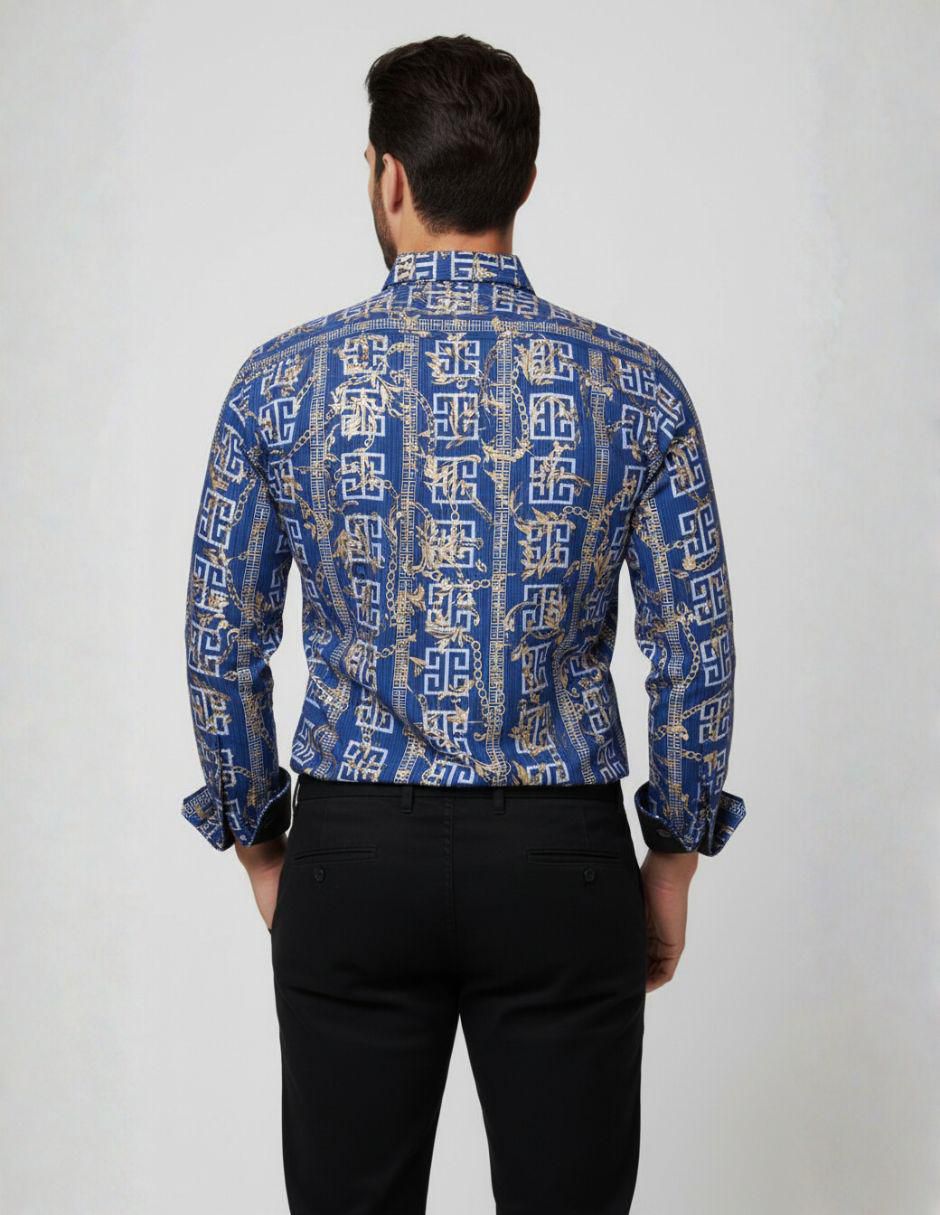 "camisa/sobrecamisa" casual pavini "de" (si aplica) poliéster y algodón "manga" larga "para hombre"