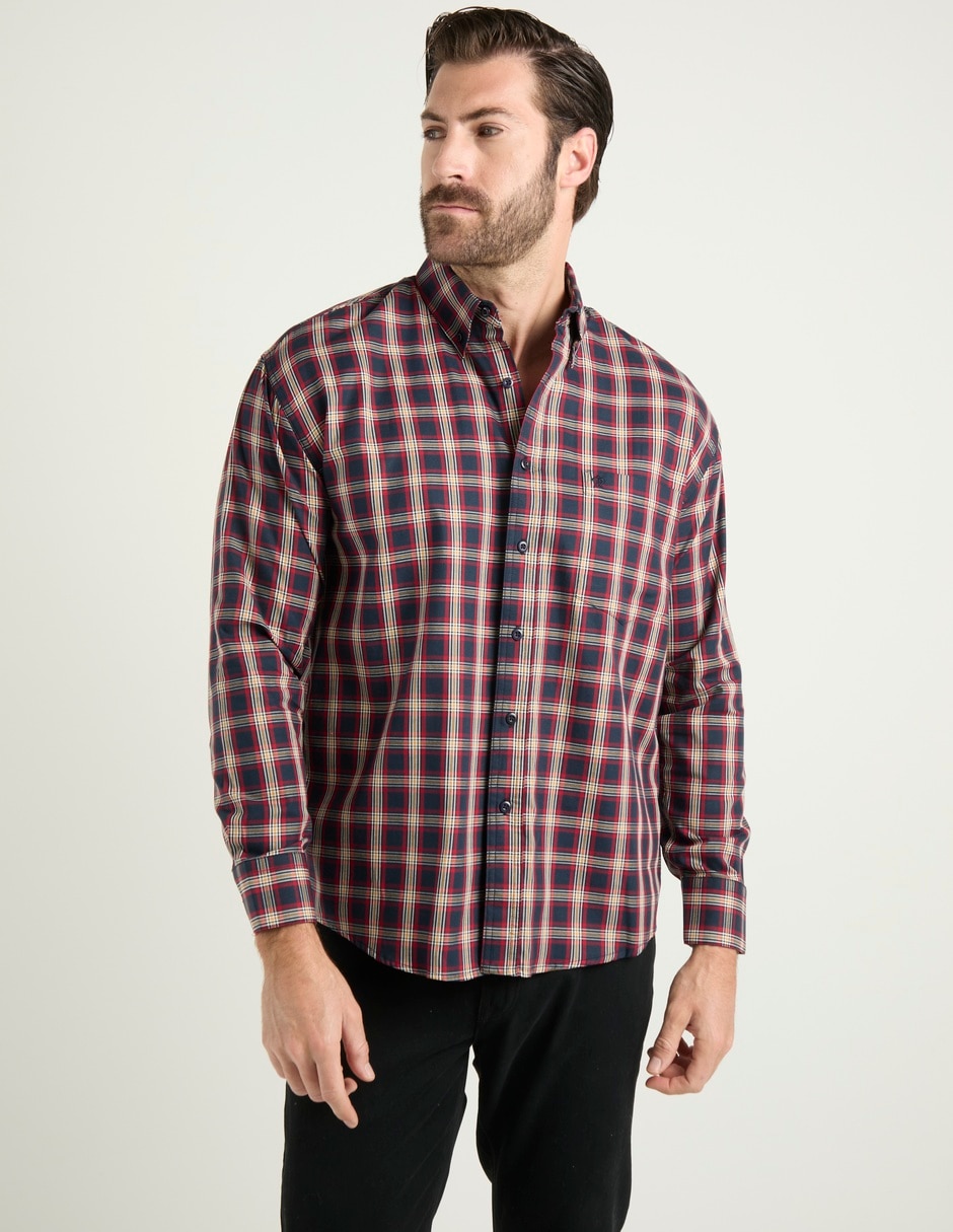 Camisa casual de algodón manga larga para hombre Camisa casual de algodón manga larga para hombre