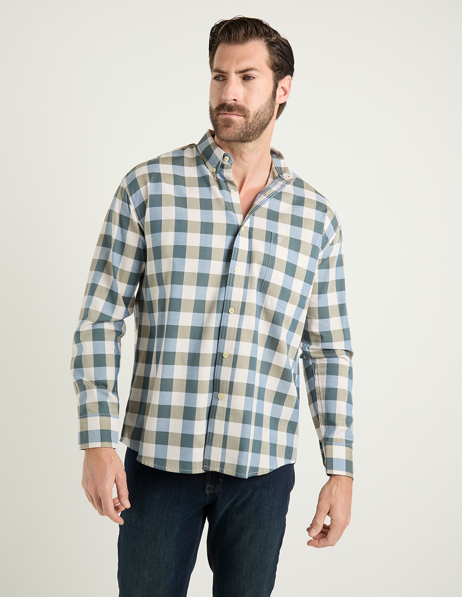 Camisa casual manga larga para hombre