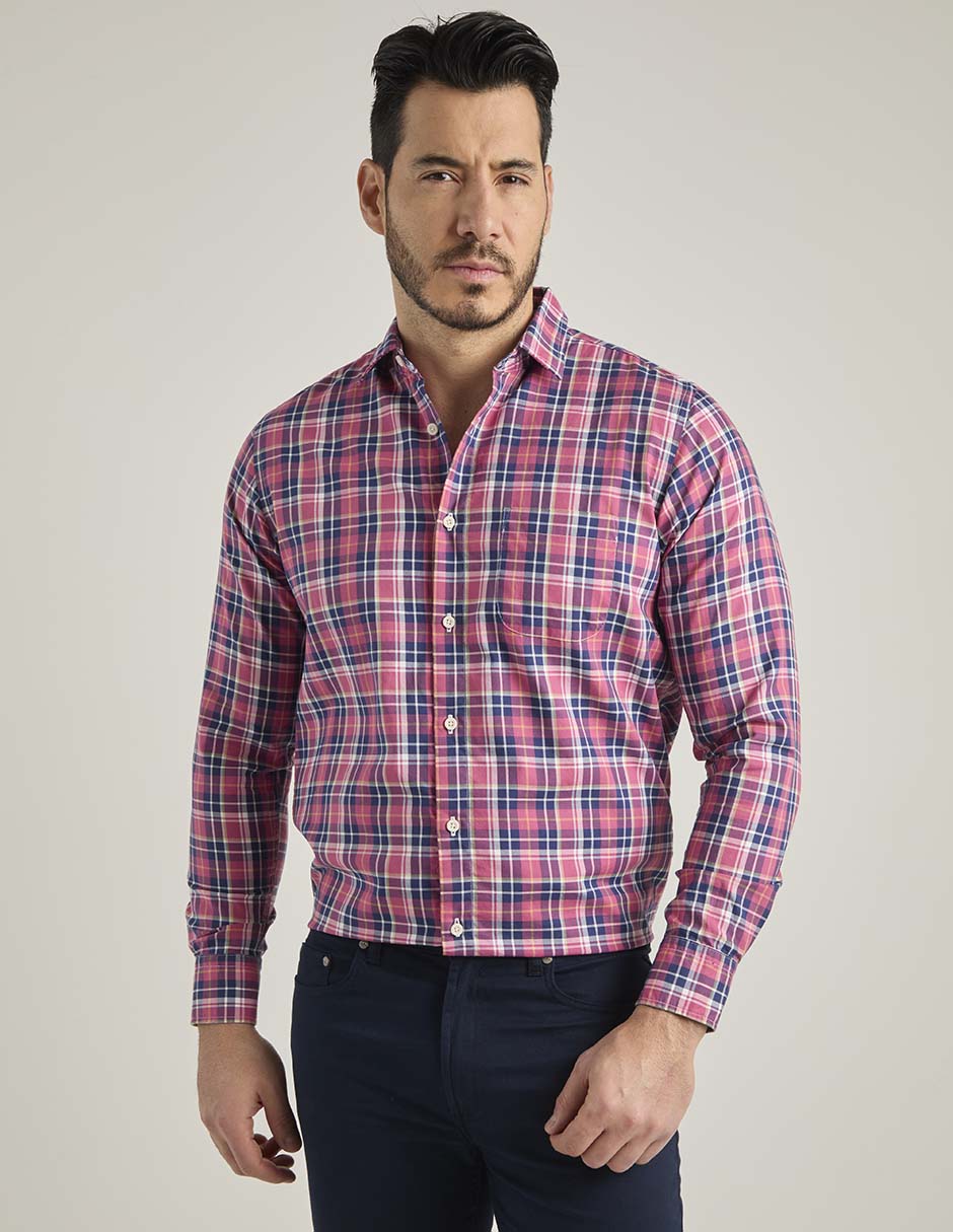 Camisa casual de algodón manga larga para hombre