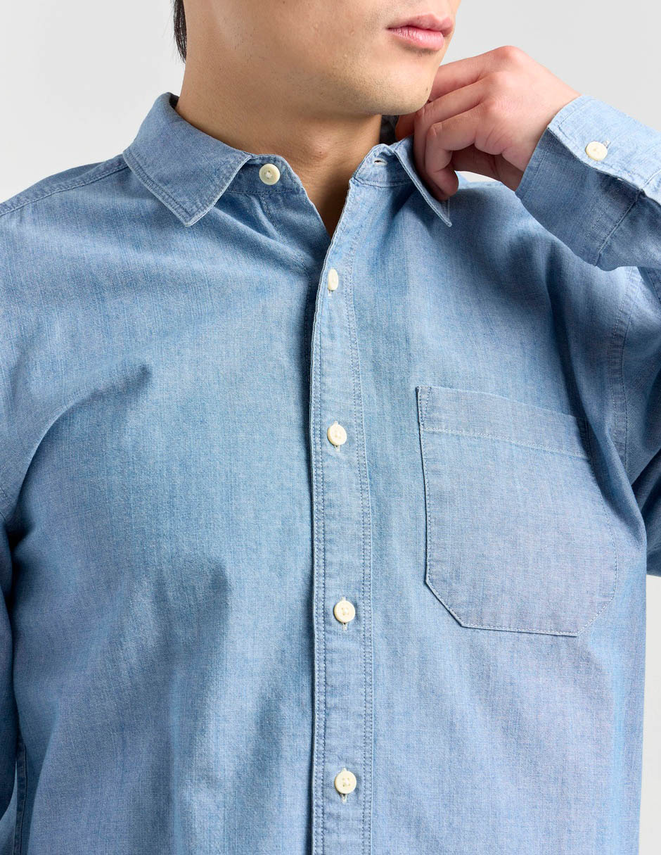Camisa casual de algodón manga larga para hombre 4