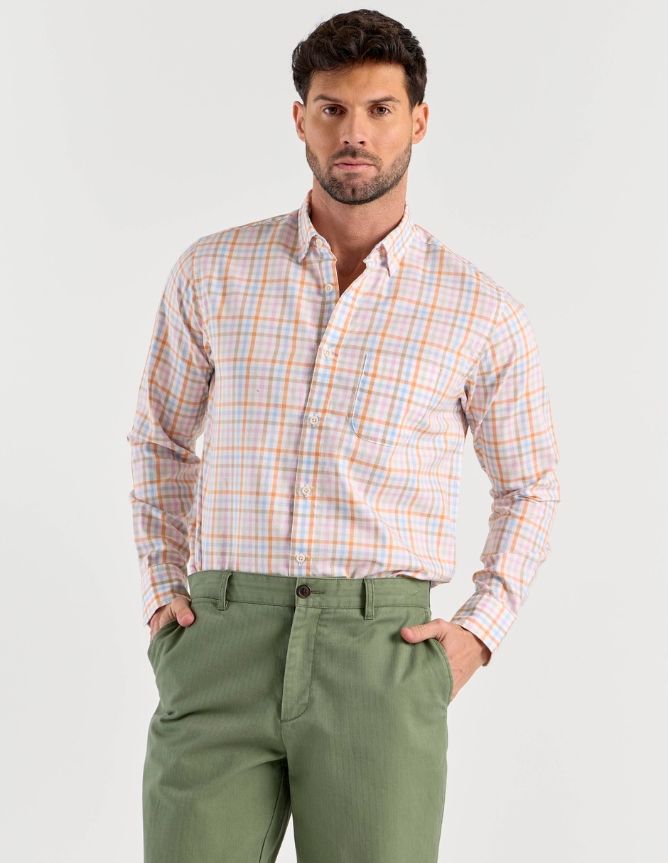 Camisa casual de algodón manga larga para hombre Camisa casual de algodón manga larga para hombre
