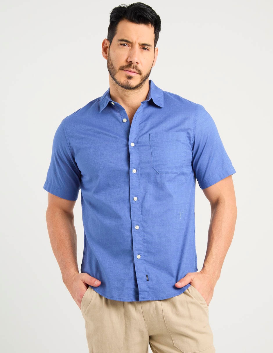 Camisa casual de algodón manga al codo para hombre 2