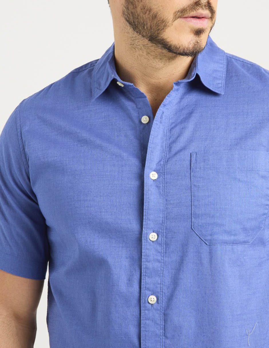 Camisa casual de algodón manga al codo para hombre 4