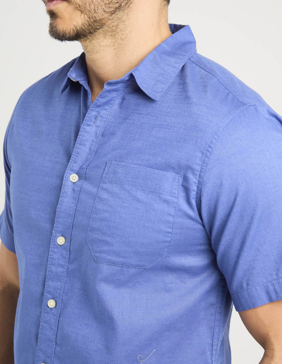 Camisa casual de algodón manga al codo para hombre 5