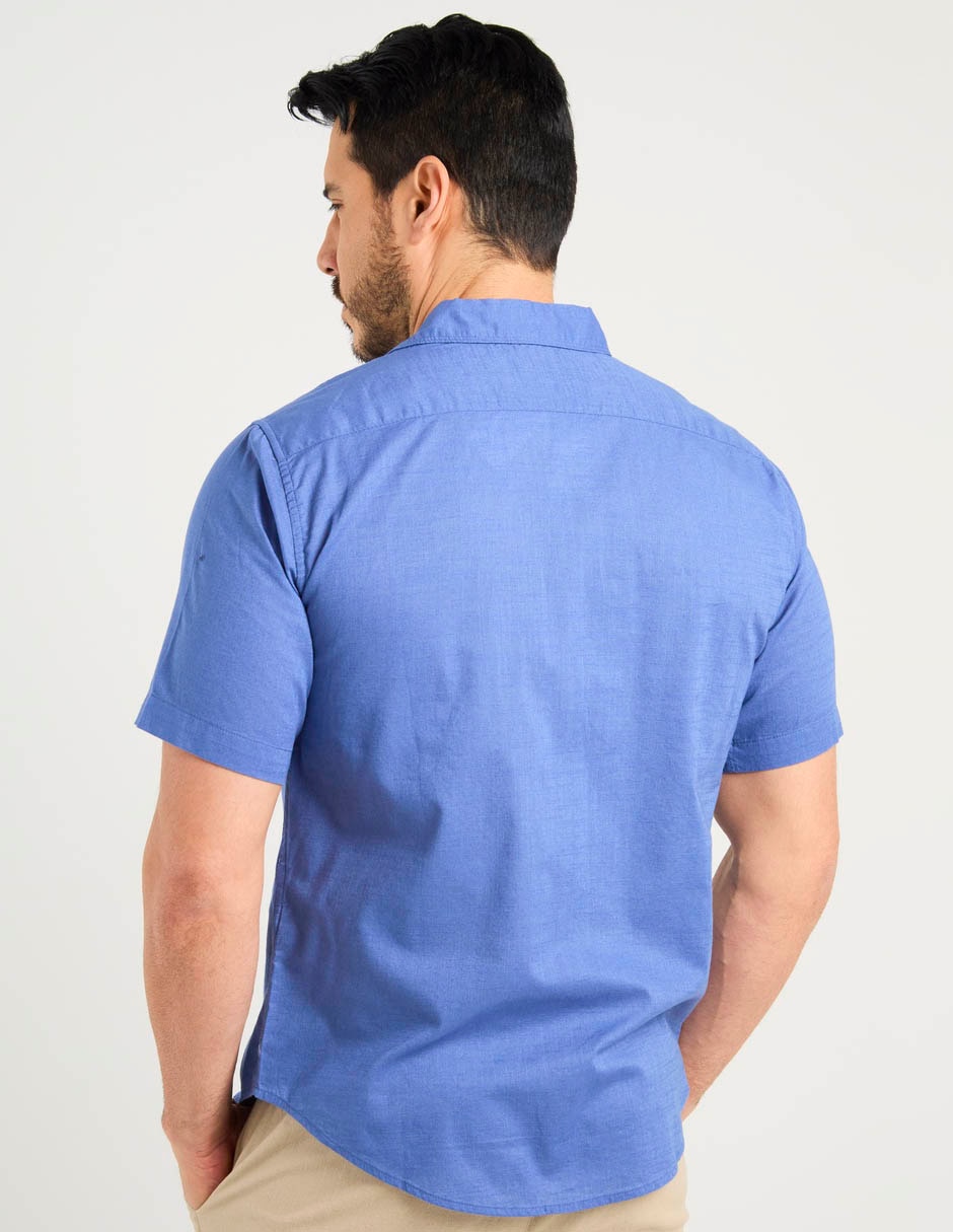 Camisa casual de algodón manga al codo para hombre 6