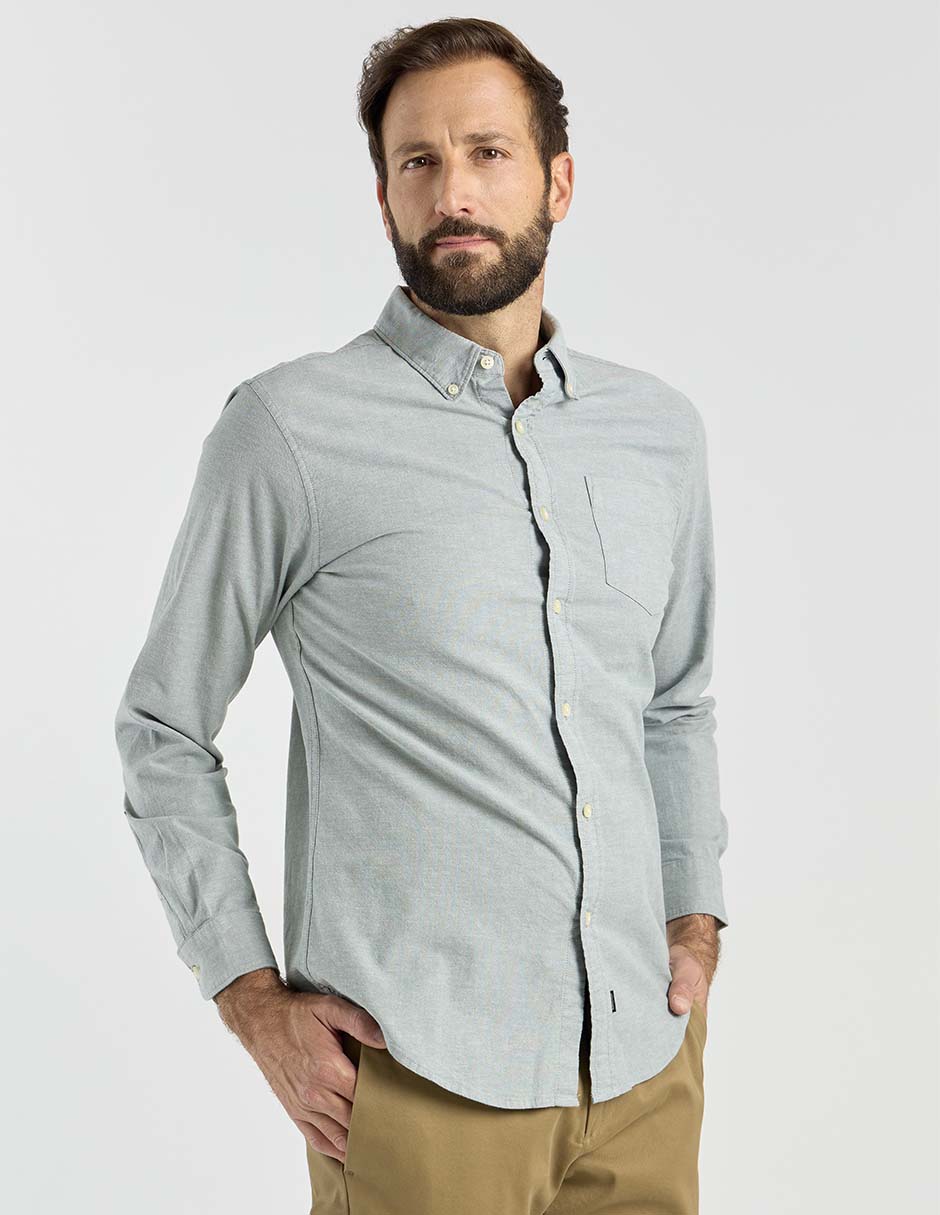 Camisa casual de algodón manga larga para hombre 1