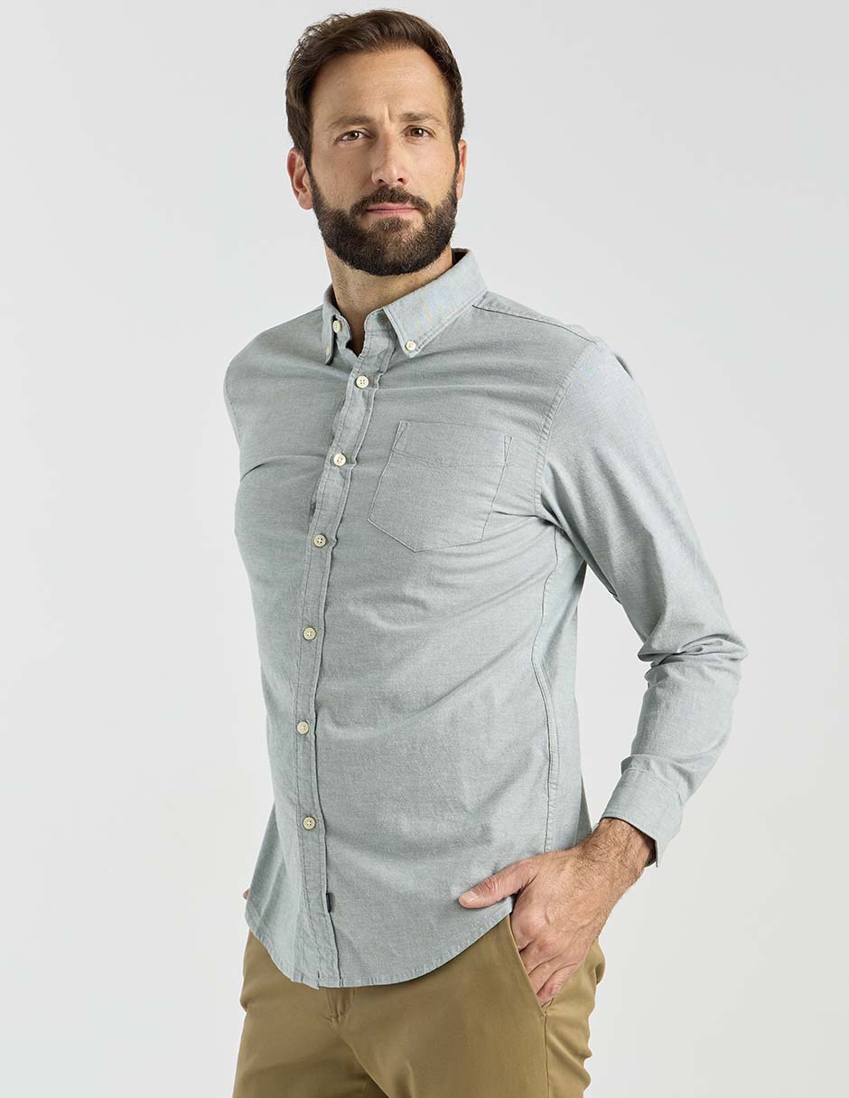 Camisa casual de algodón manga larga para hombre 2