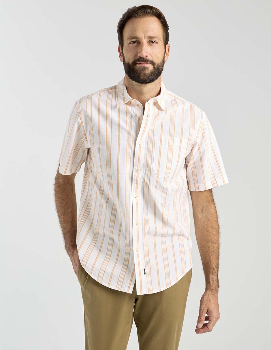 Camisa casual de algodón manga corta para hombre