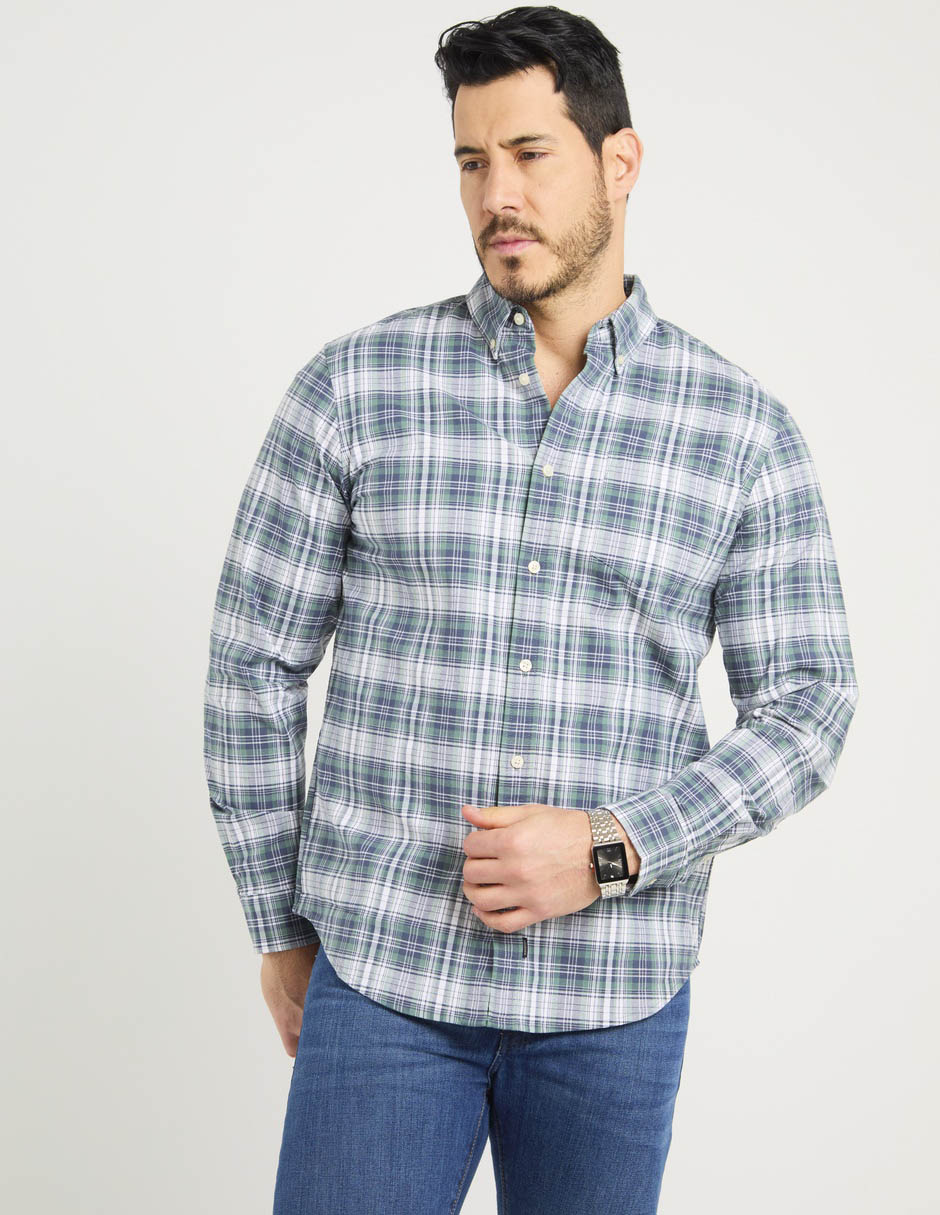 Camisa casual de algodón manga larga para hombre 1