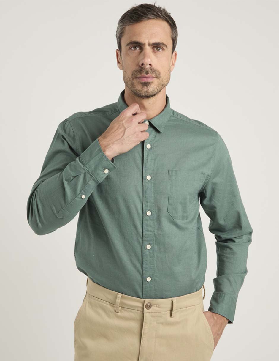 Camisa casual de algodón manga larga para hombre 1