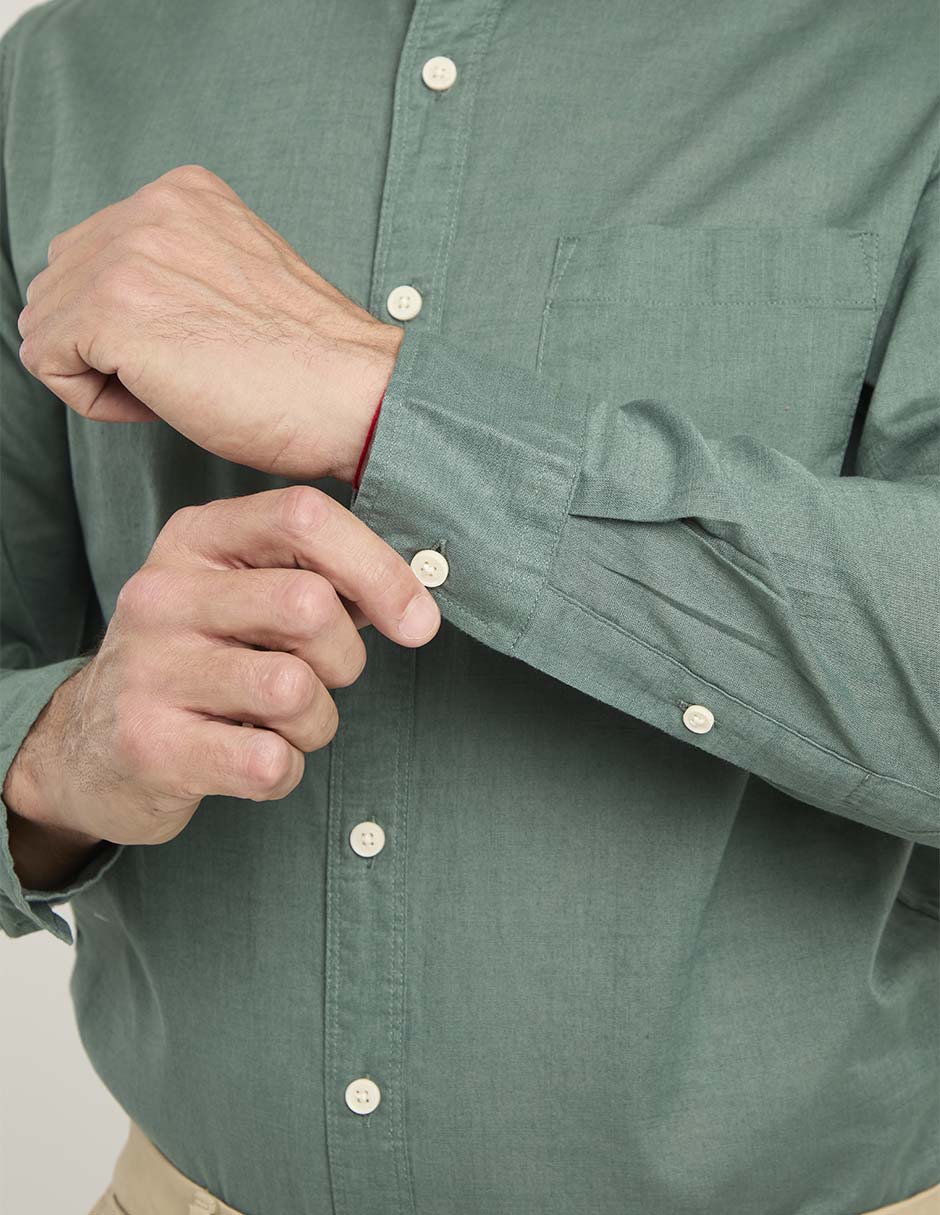 Camisa casual de algodón manga larga para hombre 5