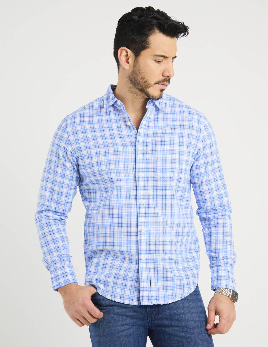 Camisa casual de algodón  manga larga para hombre 1