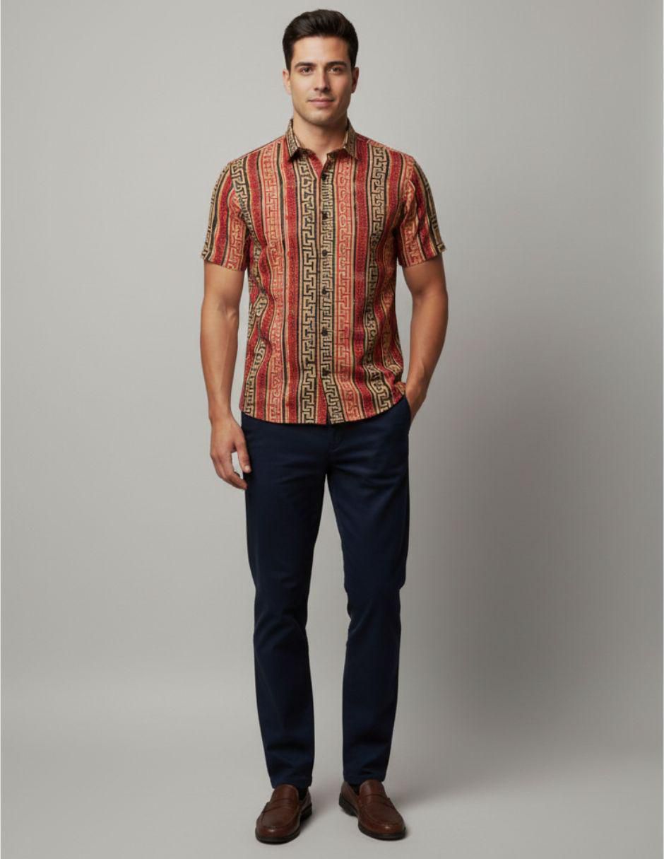 "camisa/sobrecamisa" casual pavini "de" (si aplica) poliéster y algodón "manga" corta "para hombre"