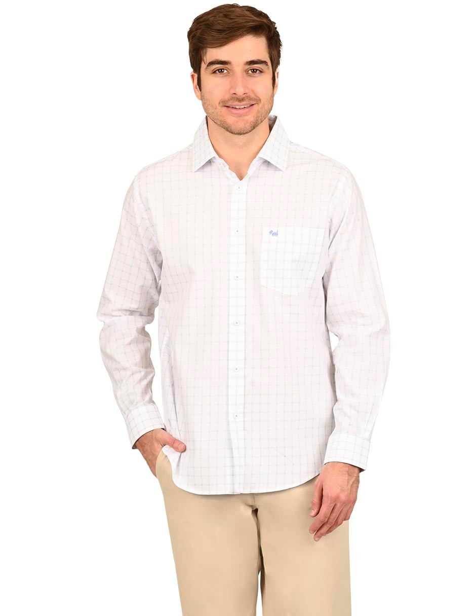 Camisa casual de algodón manga larga para hombre