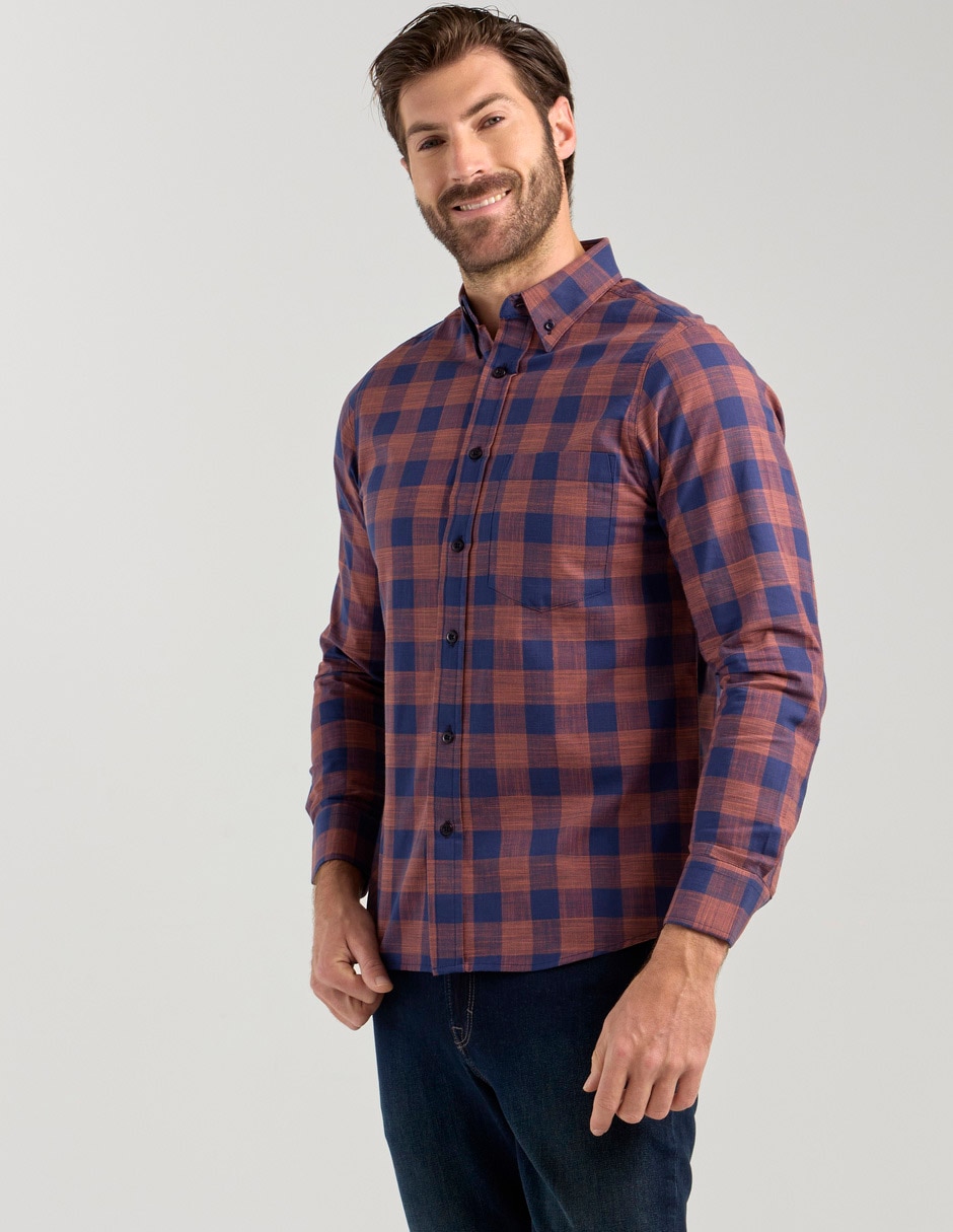 Camisa casual de algodón manga larga para hombre