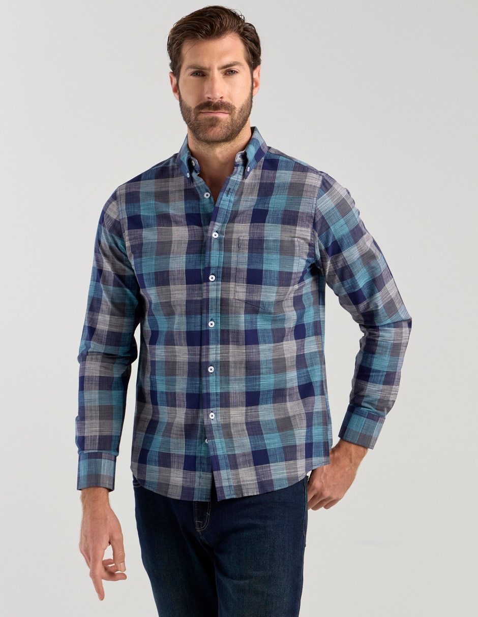 Camisa casual de algodón manga larga para hombre