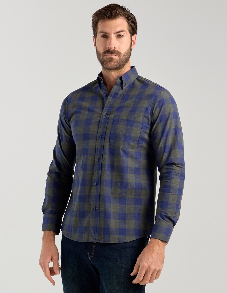 Camisa casual de algodón manga larga para hombre