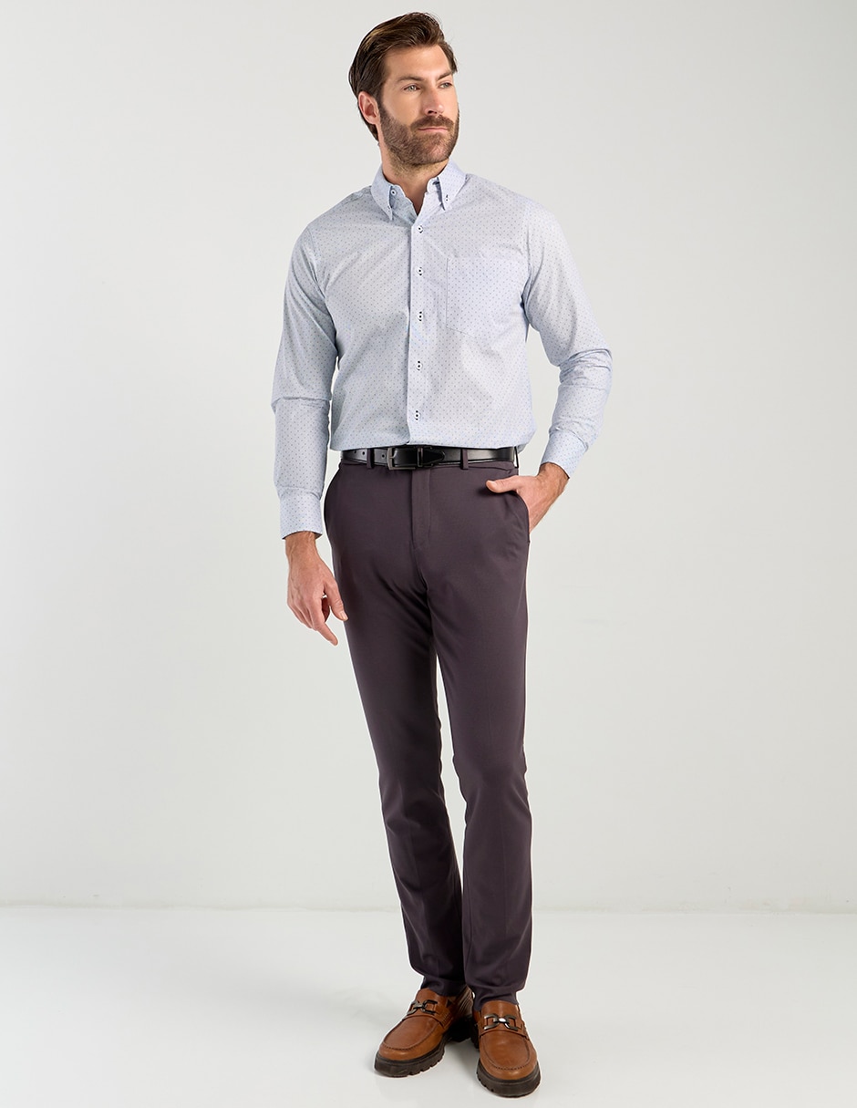 Camisa bussiness casual de algodón manga larga para hombre 3