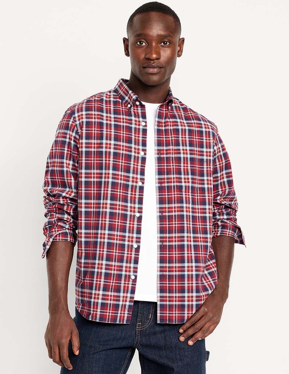 Camisa casual de algodón manga larga para hombre