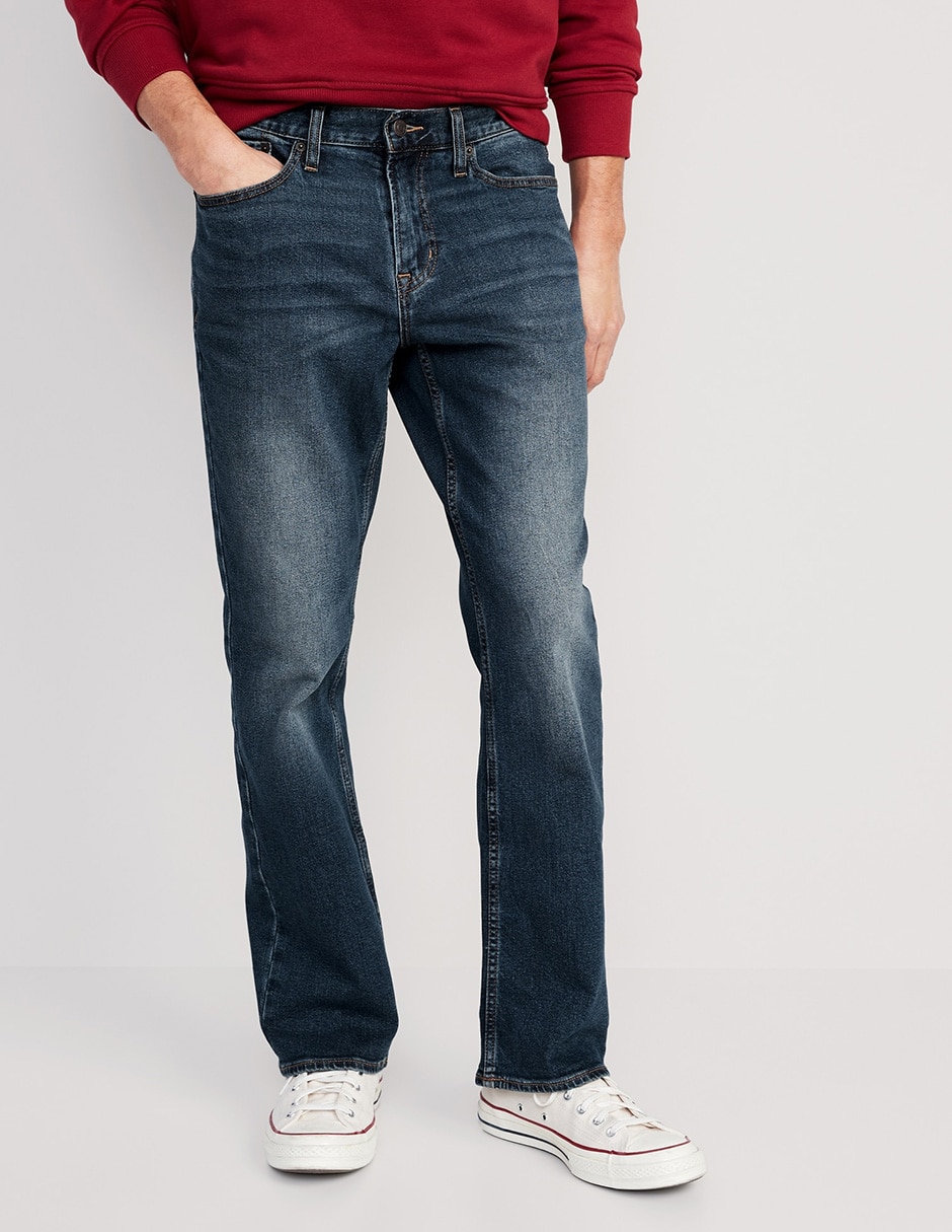 Jeans straight lavado obscuro para hombre