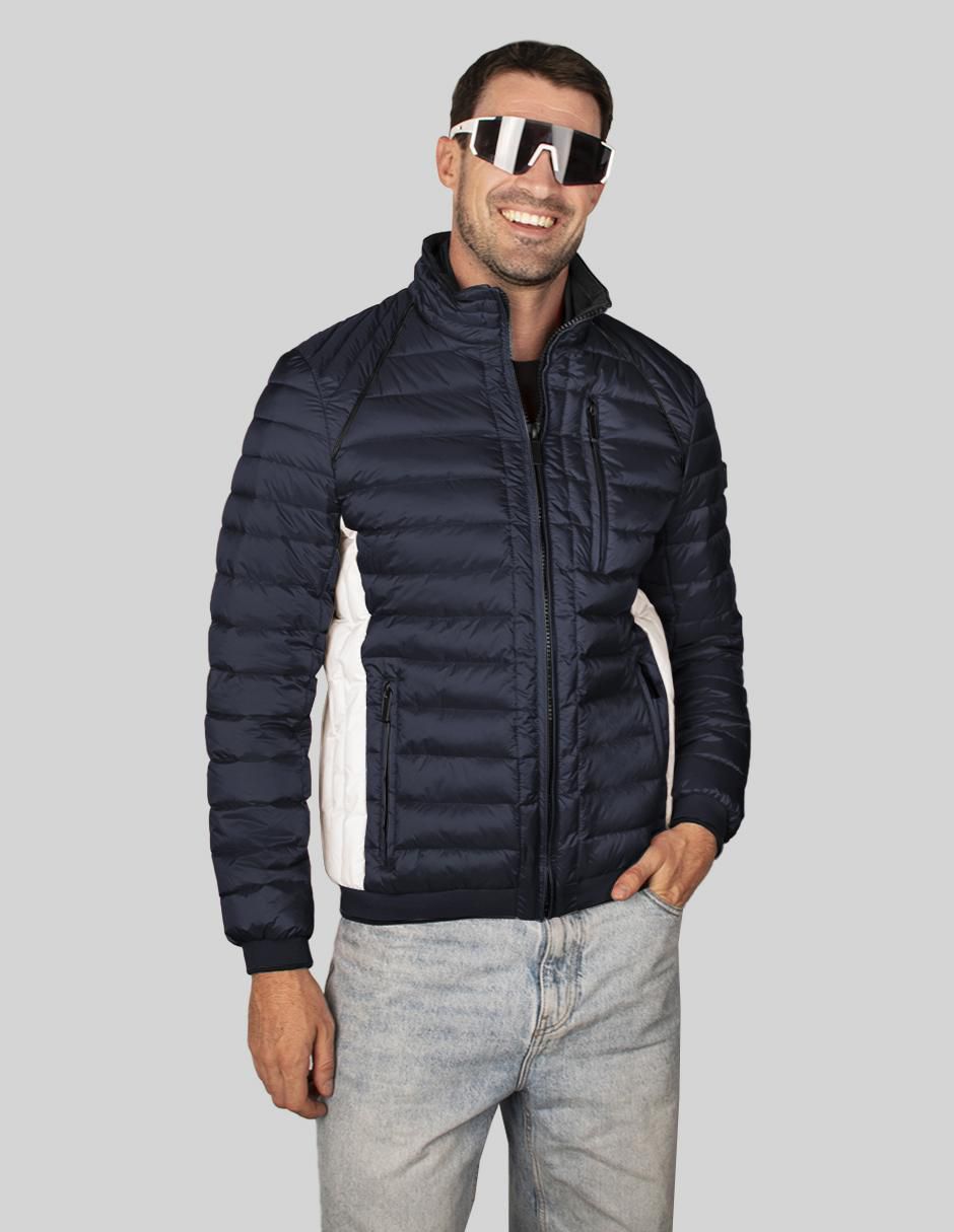 Chamarra capitonada cuello a contraste para hombre Chamarra capitonada cuello a contraste para hombre
