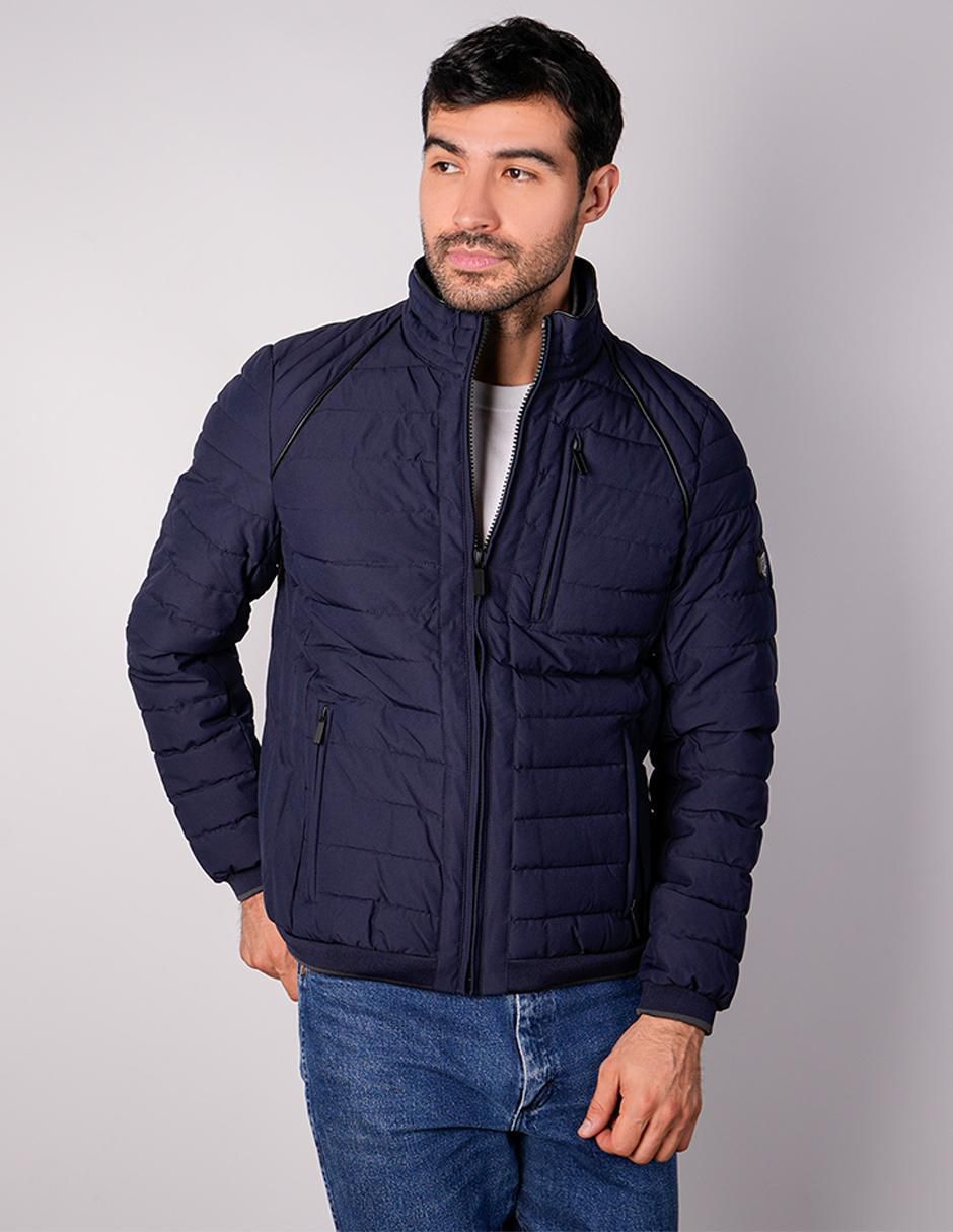 Chamarra capitonada cuello a contraste para hombre