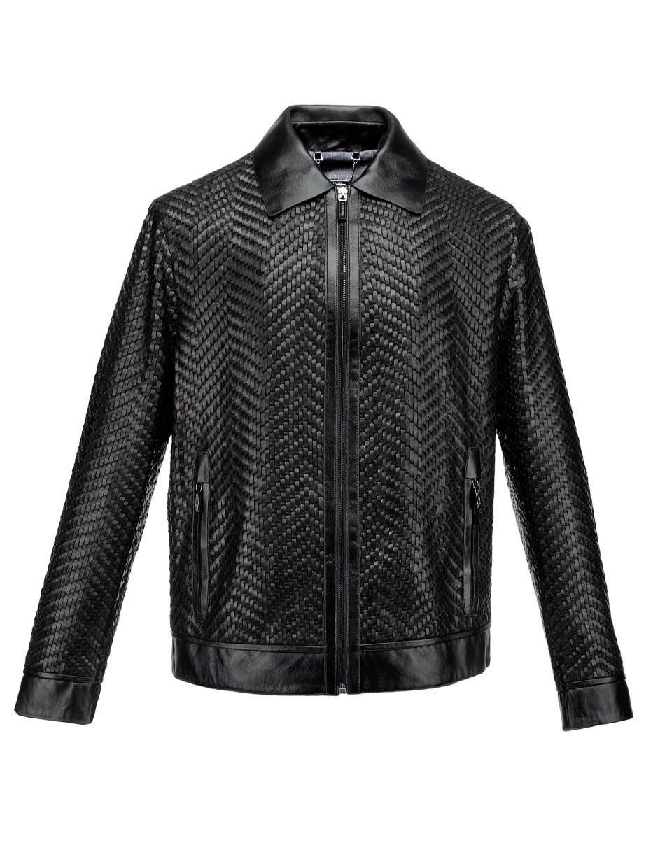 Chamarra casual de piel para hombre