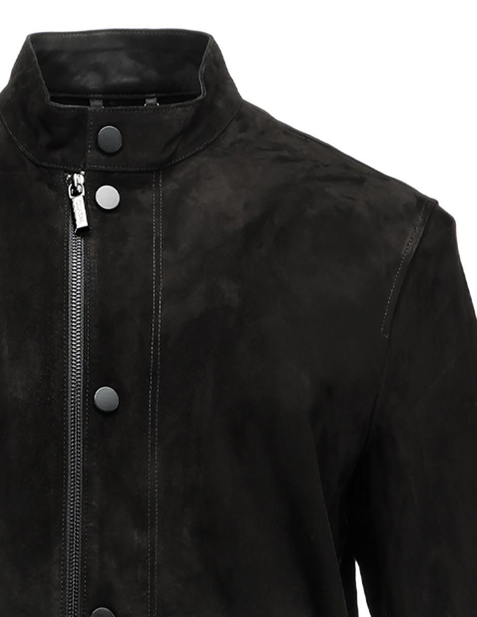 Chamarra casual de piel con bolsillos para hombre 2