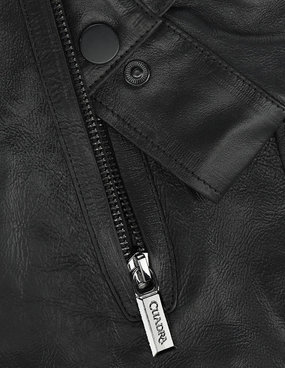 Chamarra casual de piel con bolsillos para hombre 3