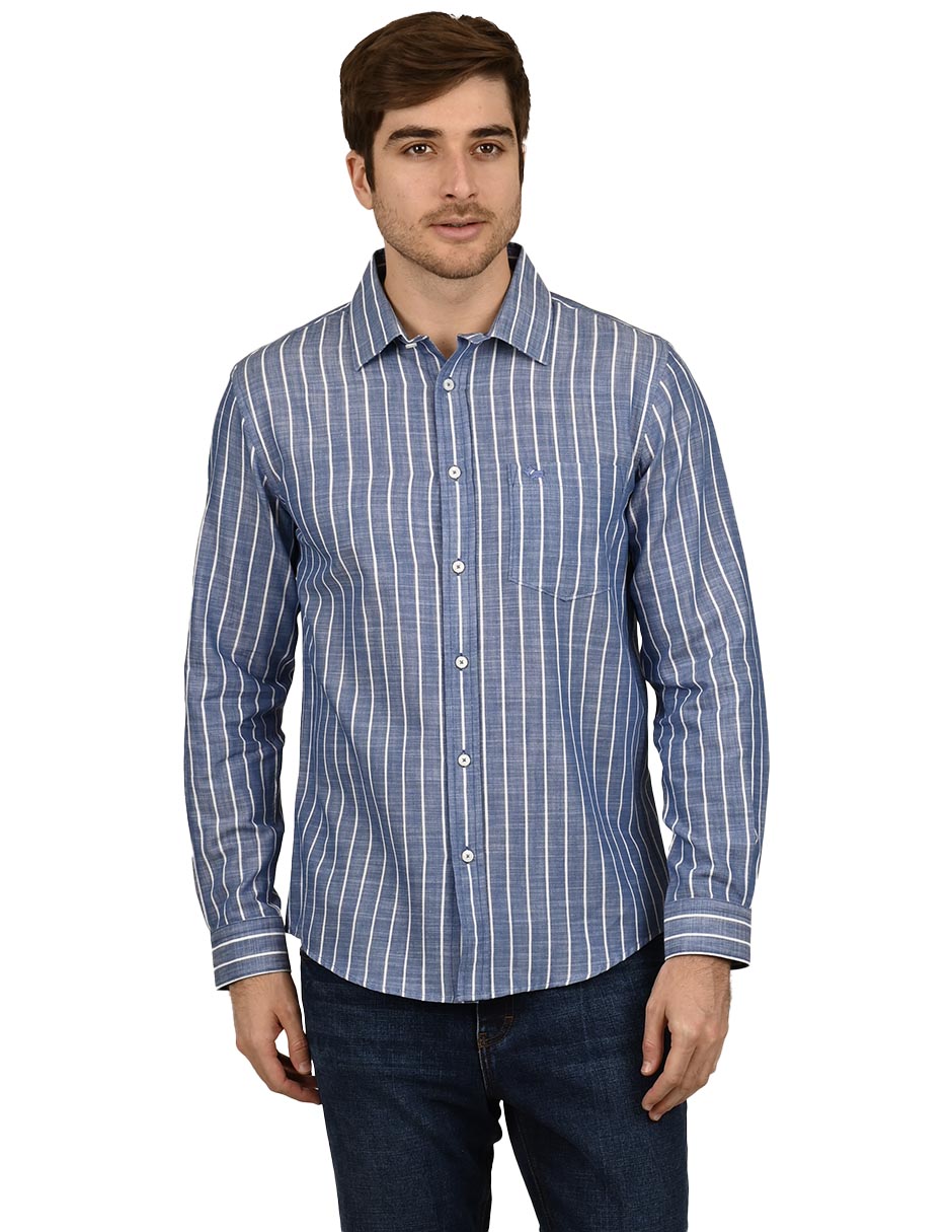 Camisa casual de algodón manga larga para hombre