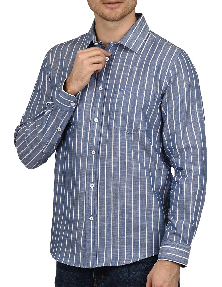 Camisa casual de algodón manga larga para hombre 4