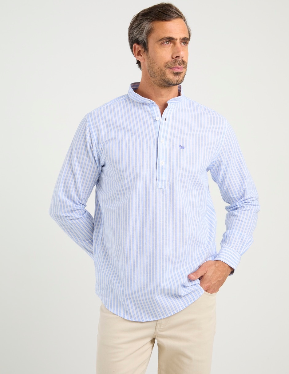 Camisa casual de algodón manga larga para hombre