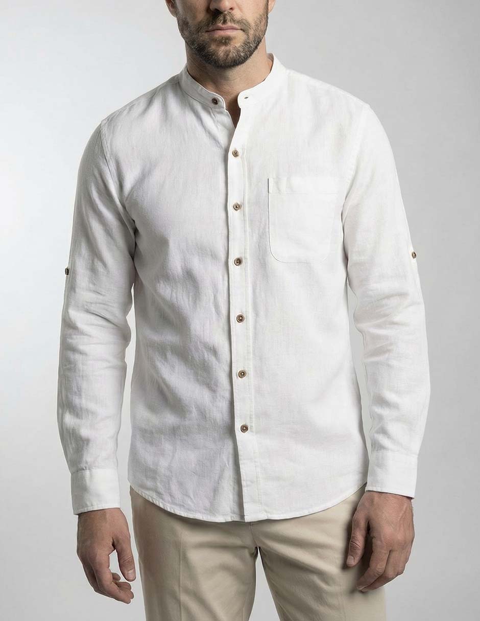 Camisa casual de algodón manga larga para hombre 4