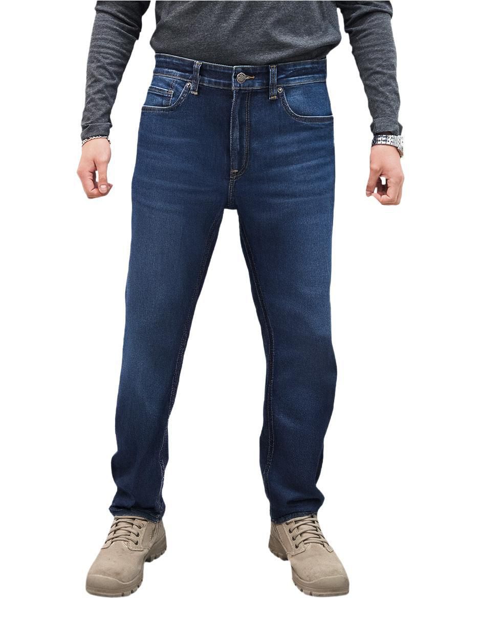 Jeans straight lavado stone wash para hombre