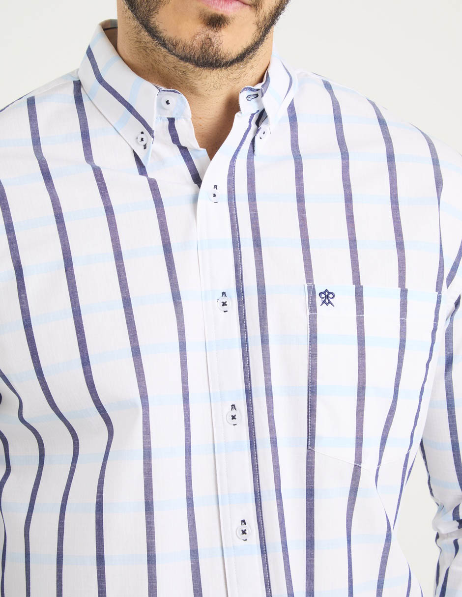 Camisa casual de algodón manga larga para hombre 4