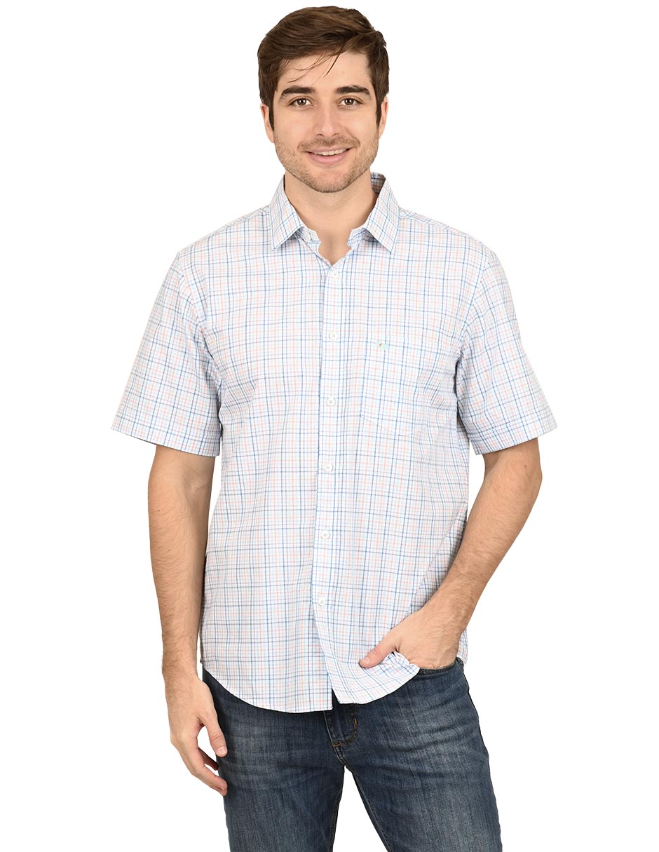 Camisa casual de algodón manga corta para hombre