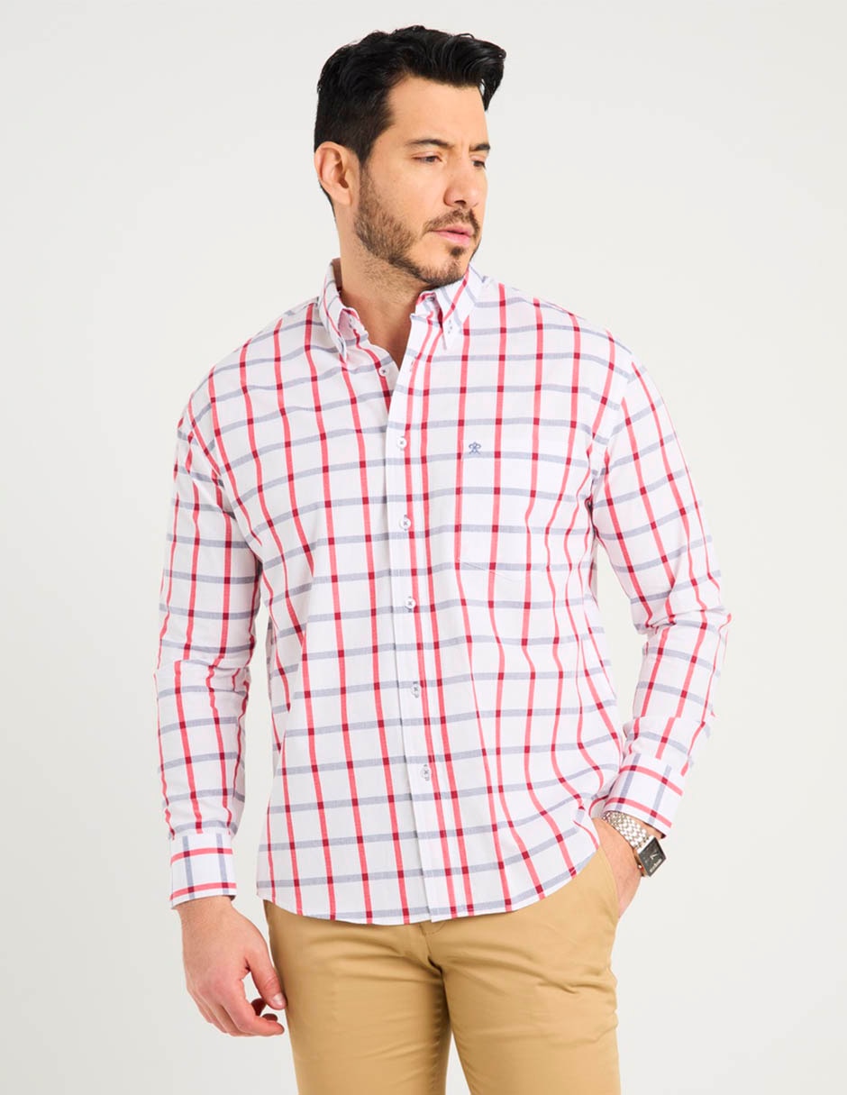 Camisa casual de algodón manga larga para hombre