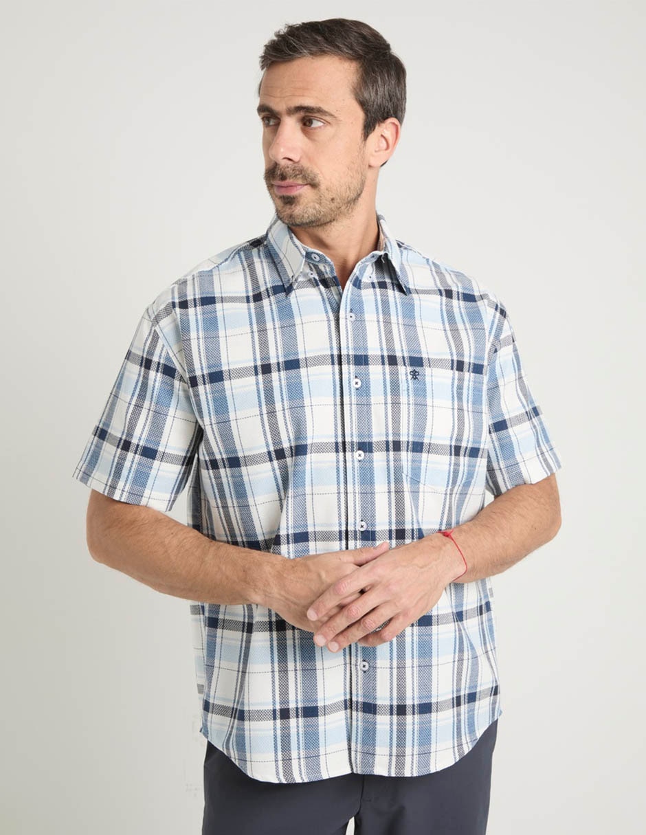 Camisa casual manga al codo para hombre