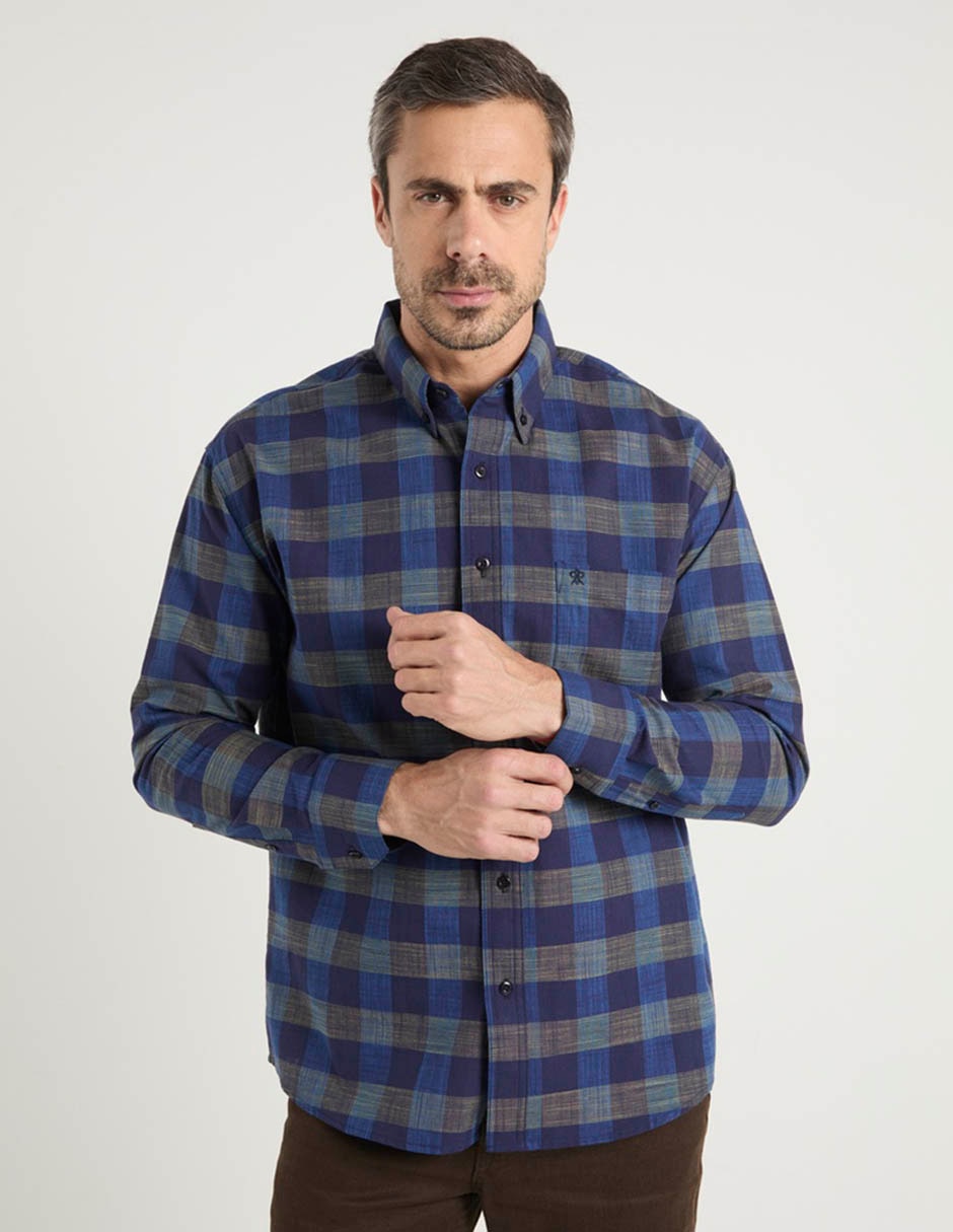 Camisa casual de algodón manga larga para hombre Camisa casual de algodón manga larga para hombre