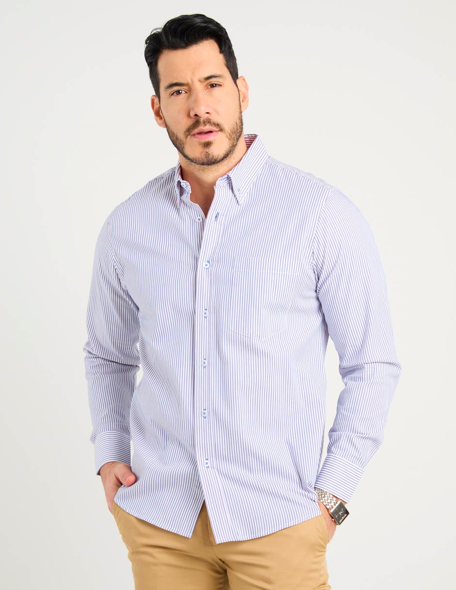 Camisa casual de algodón manga larga para hombre