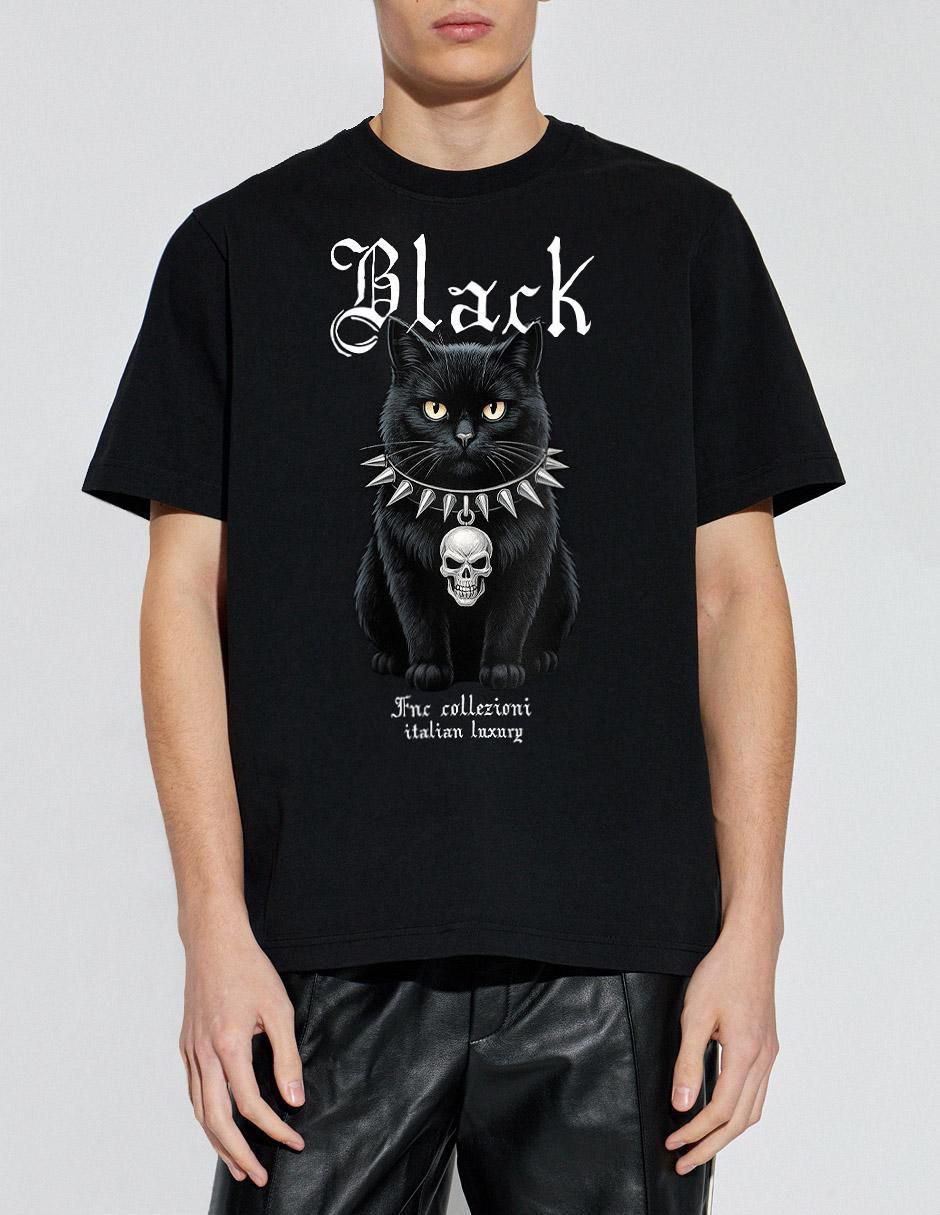 Playera Black Cat cuello redondo para hombre