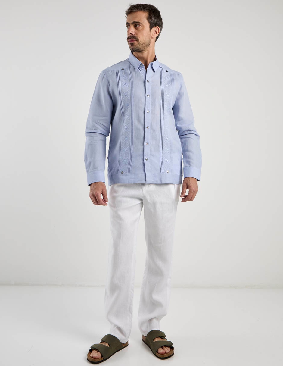 Pantalón chino slim de lino para hombre 2