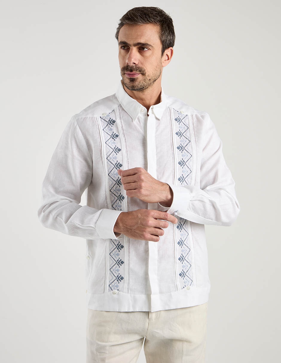 Guayabera manga larga para hombre 2