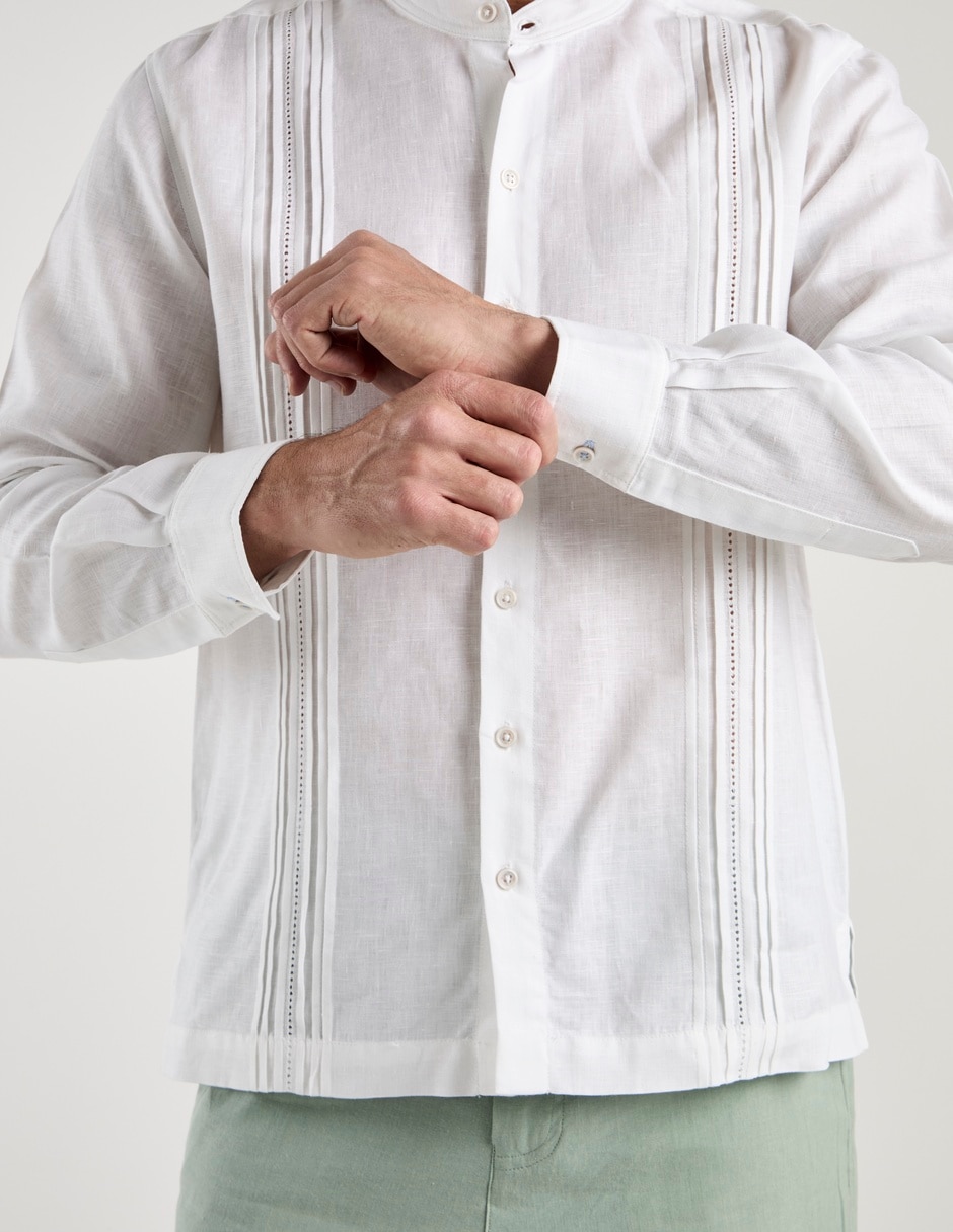 Guayabera manga larga para hombre 4