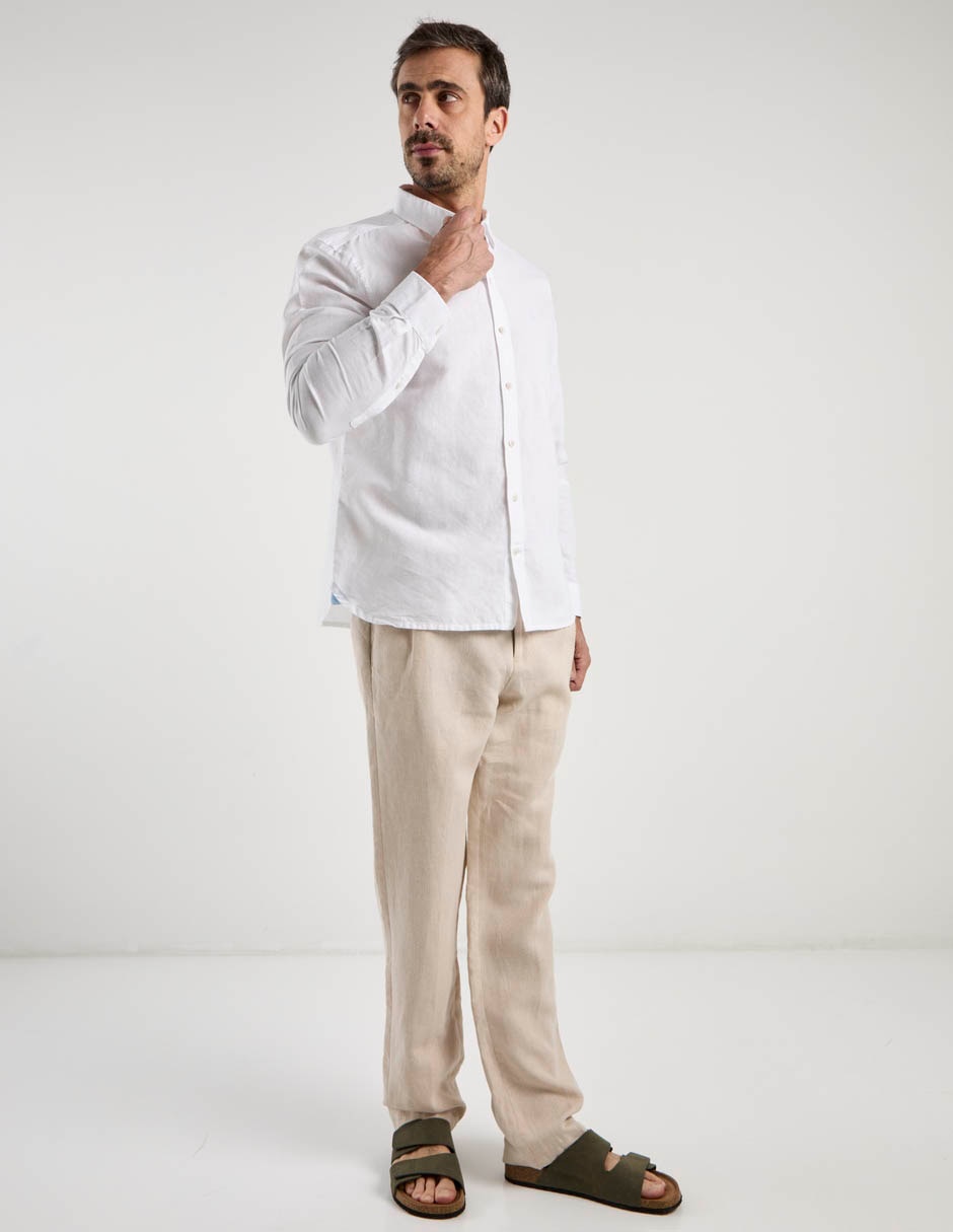 Pantalón chino slim de lino para hombre 3