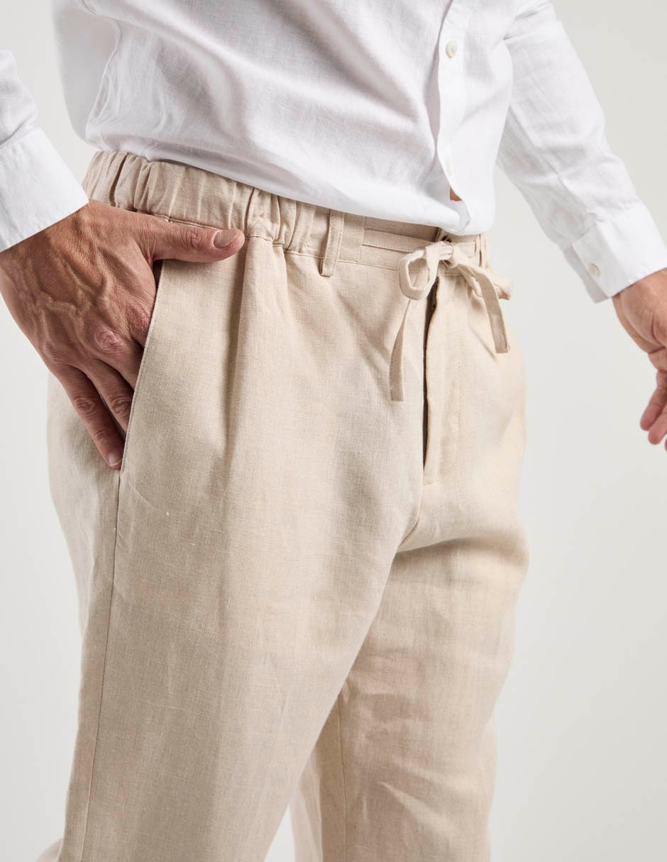 Pantalón chino slim de lino para hombre 4