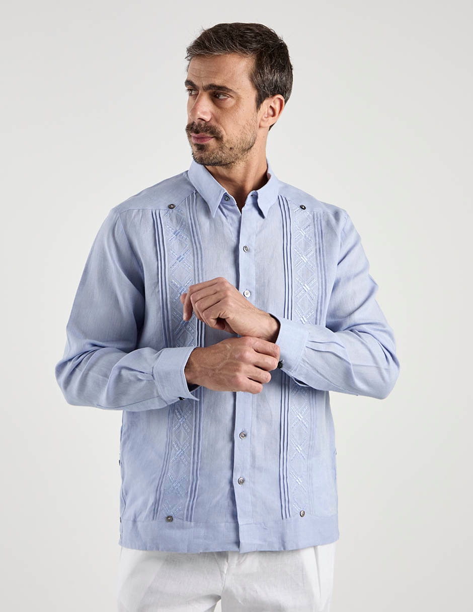 Guayabera manga larga para hombre 2
